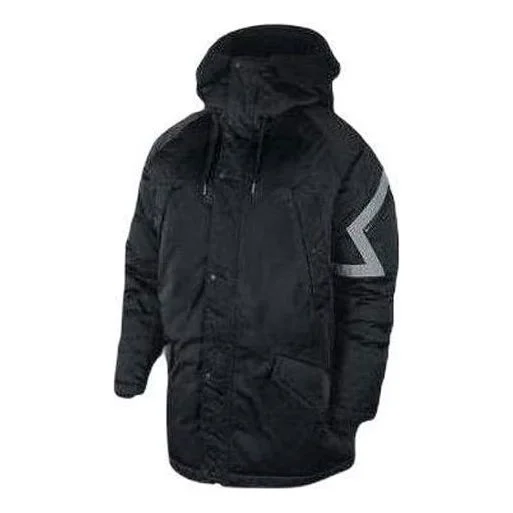 Air Jordan Casual Sports Stay Warm hooded Thicken mid-length Down Jacket Black AA1952-010 - 1