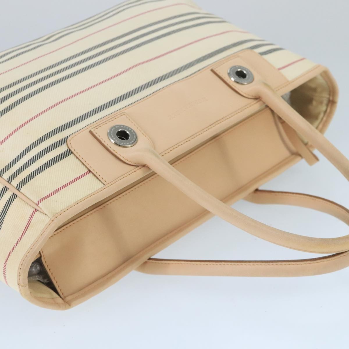 Burberry Tote Bag Canvas Leather Beige Ivory Silver - 6