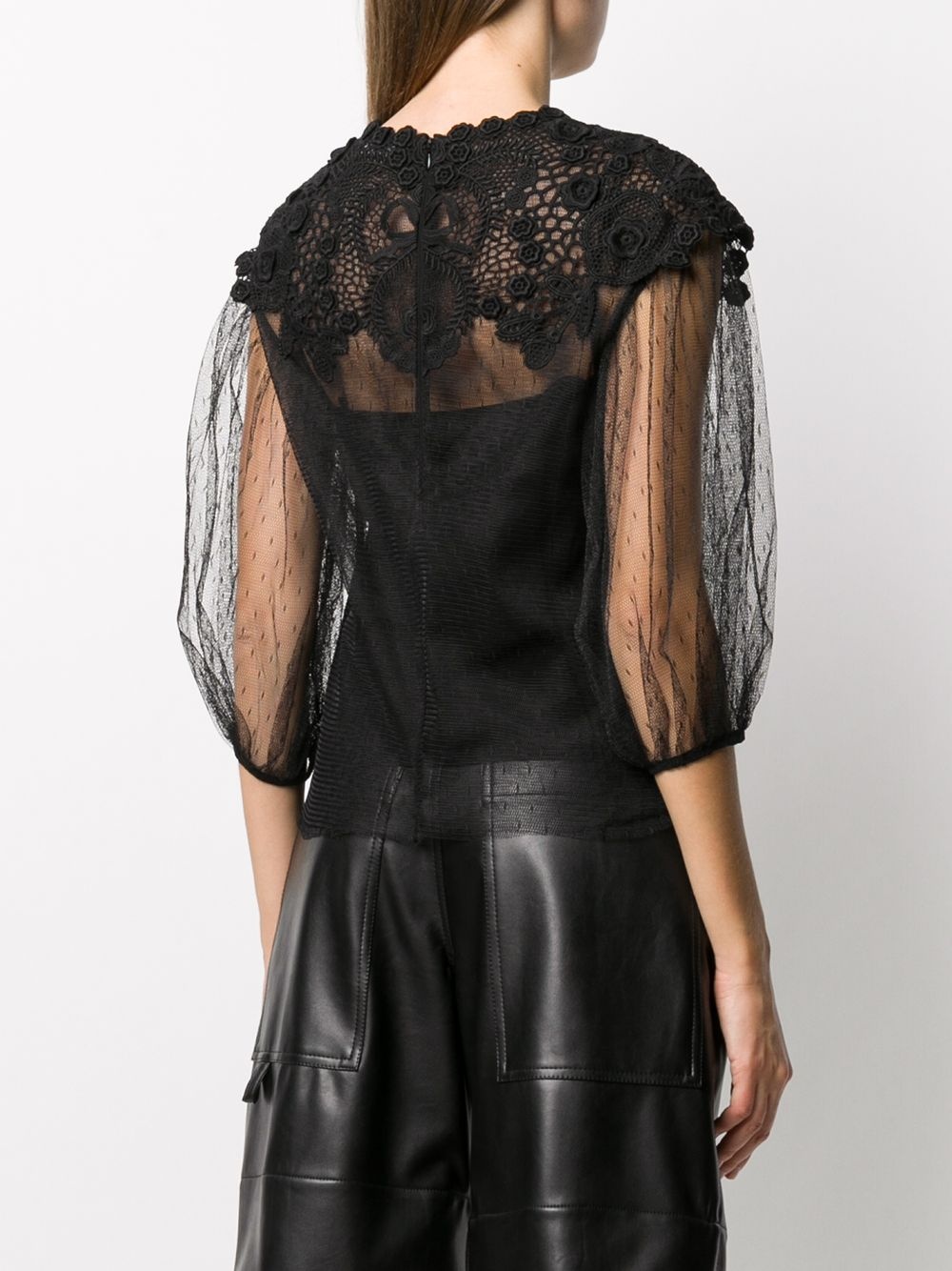 lace overlay blouse - 4