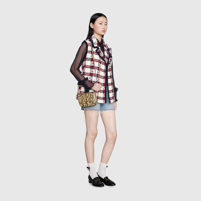 GUCCI Check tweed sleeveless jacket outlook