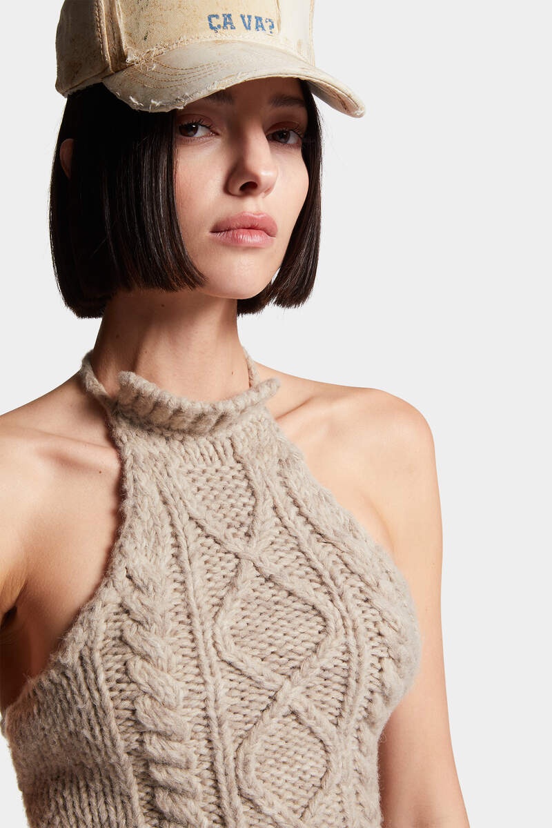 WOOL ALPACA CABLE STITCH KNIT TOP - 5