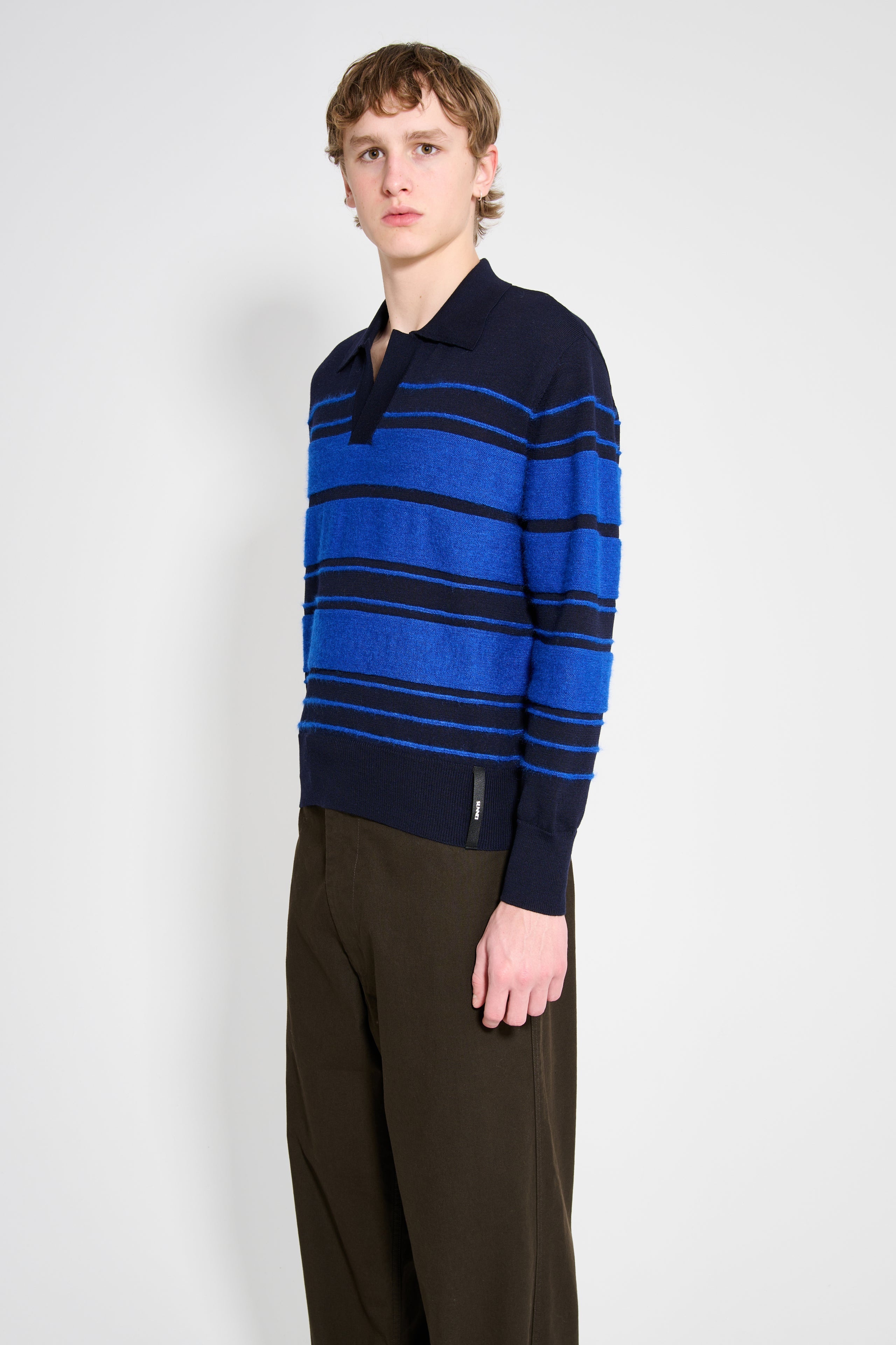 Tシャツ・カットソー SUNNEI SS21 KNITTED POLO (PSS02_DARKGR/ORANGE) SUNNEI SUNNEI STRIPED KNIT LS POLO DARK BLUE / BLUE