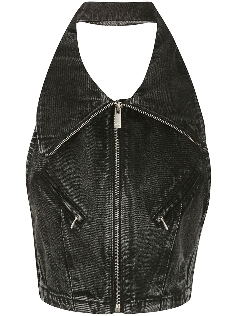 open back denim vest - 1