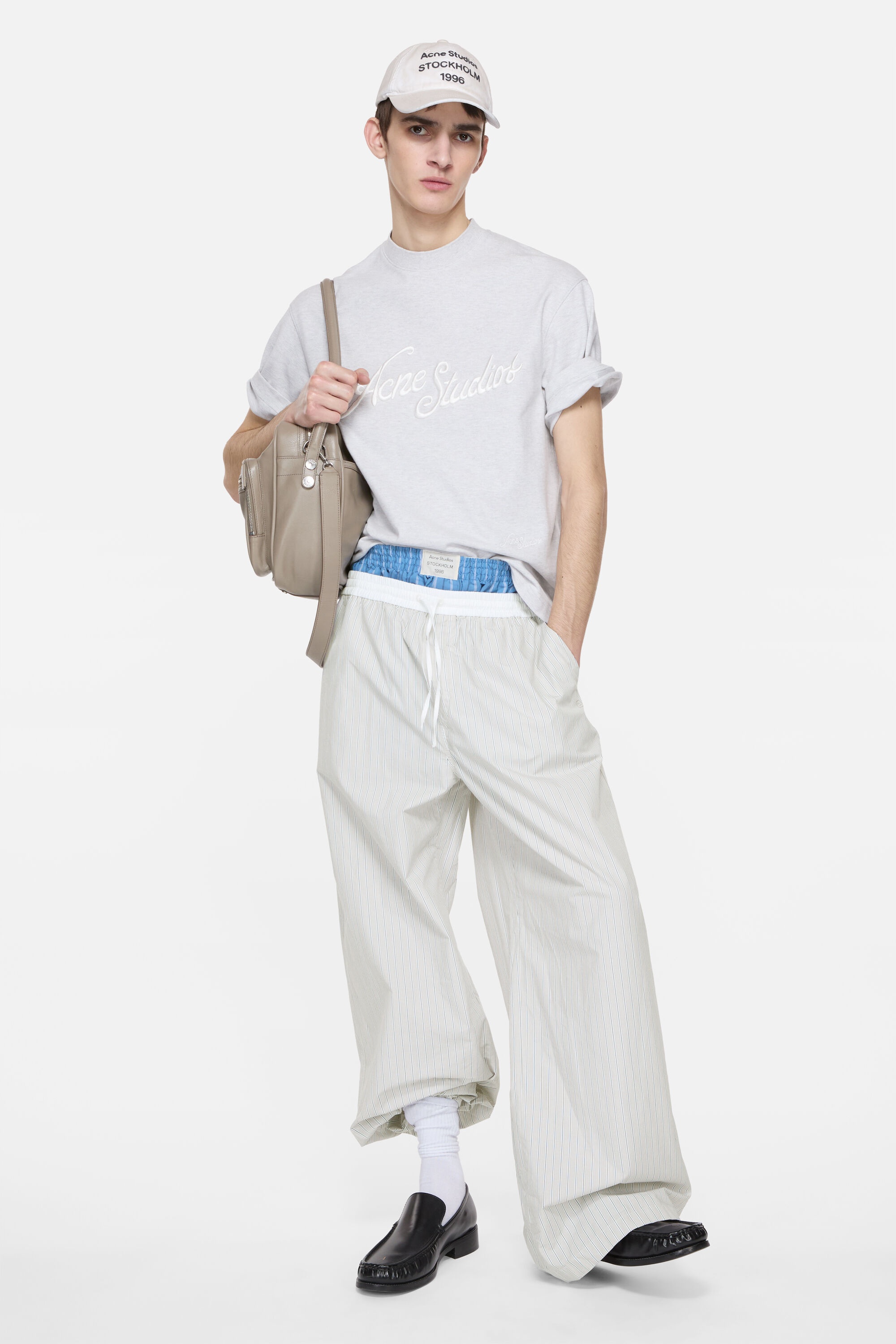 Striped cotton trousers - Multi brown - 2