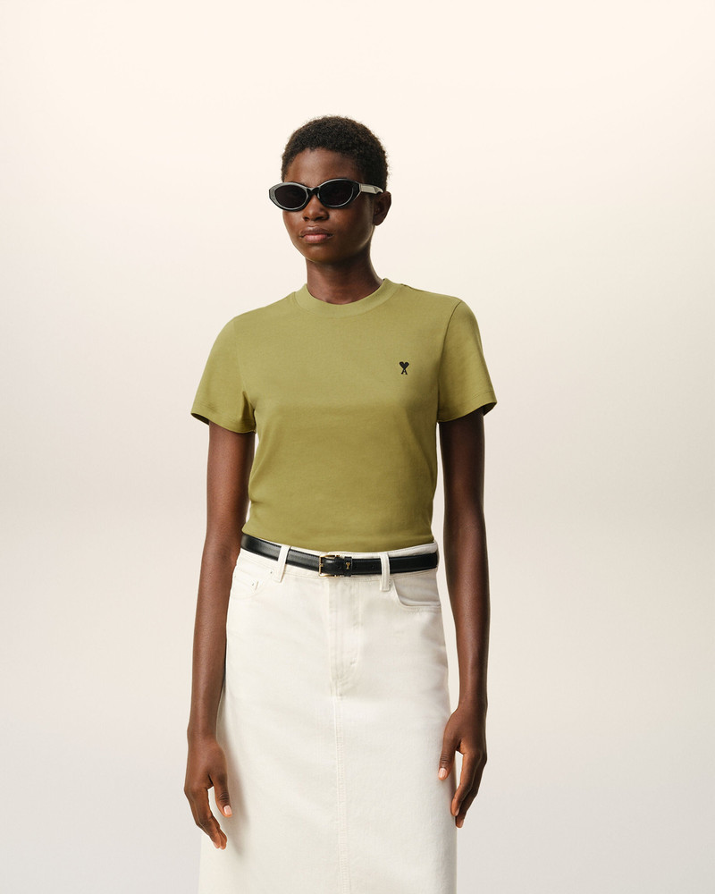 AMI Paris GREEN COTTON AMI DE COEUR CROPPED T-SHIRT outlook