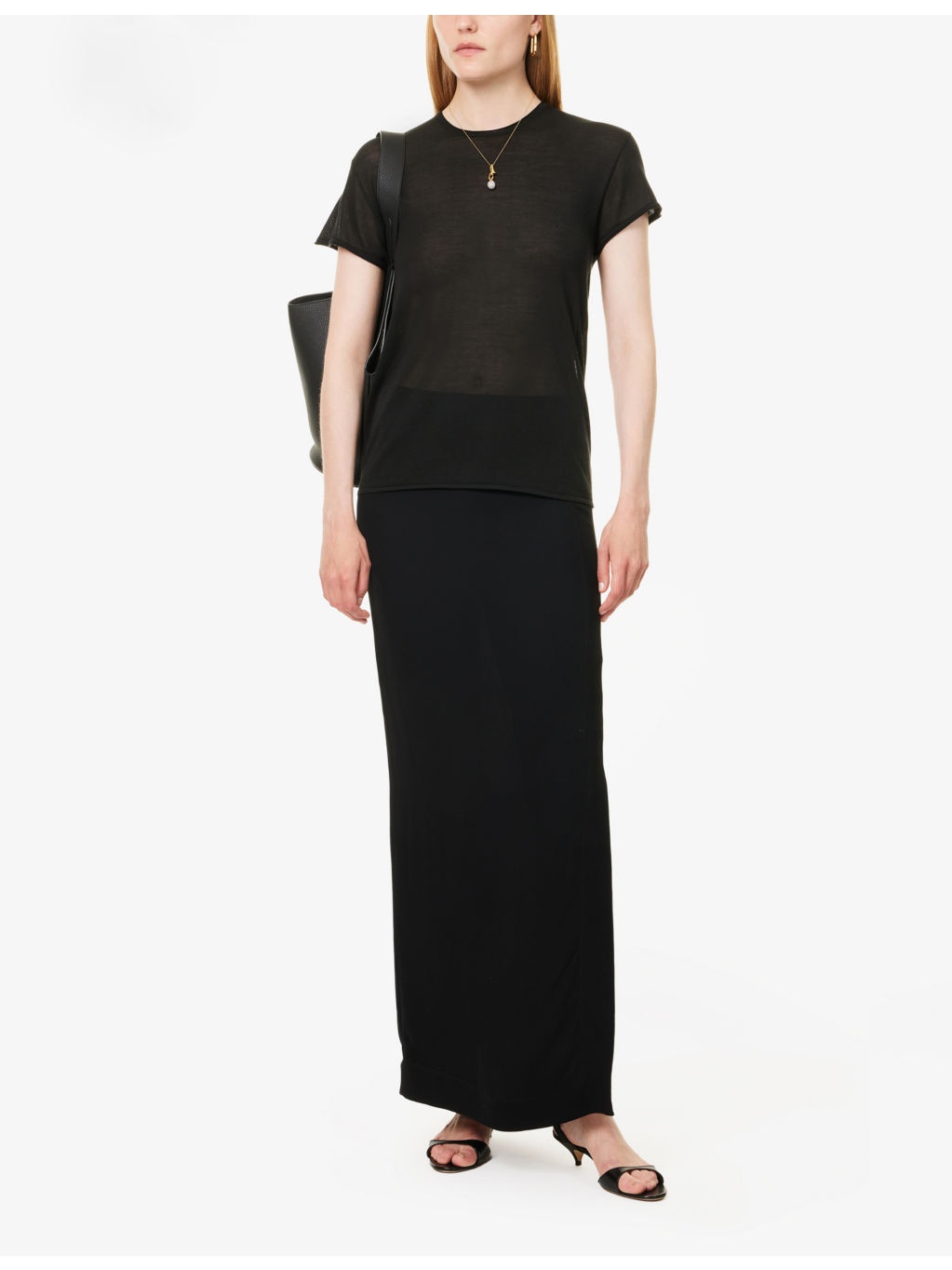 Round-Neck Short-Sleeves Knitted Silk Top - 2