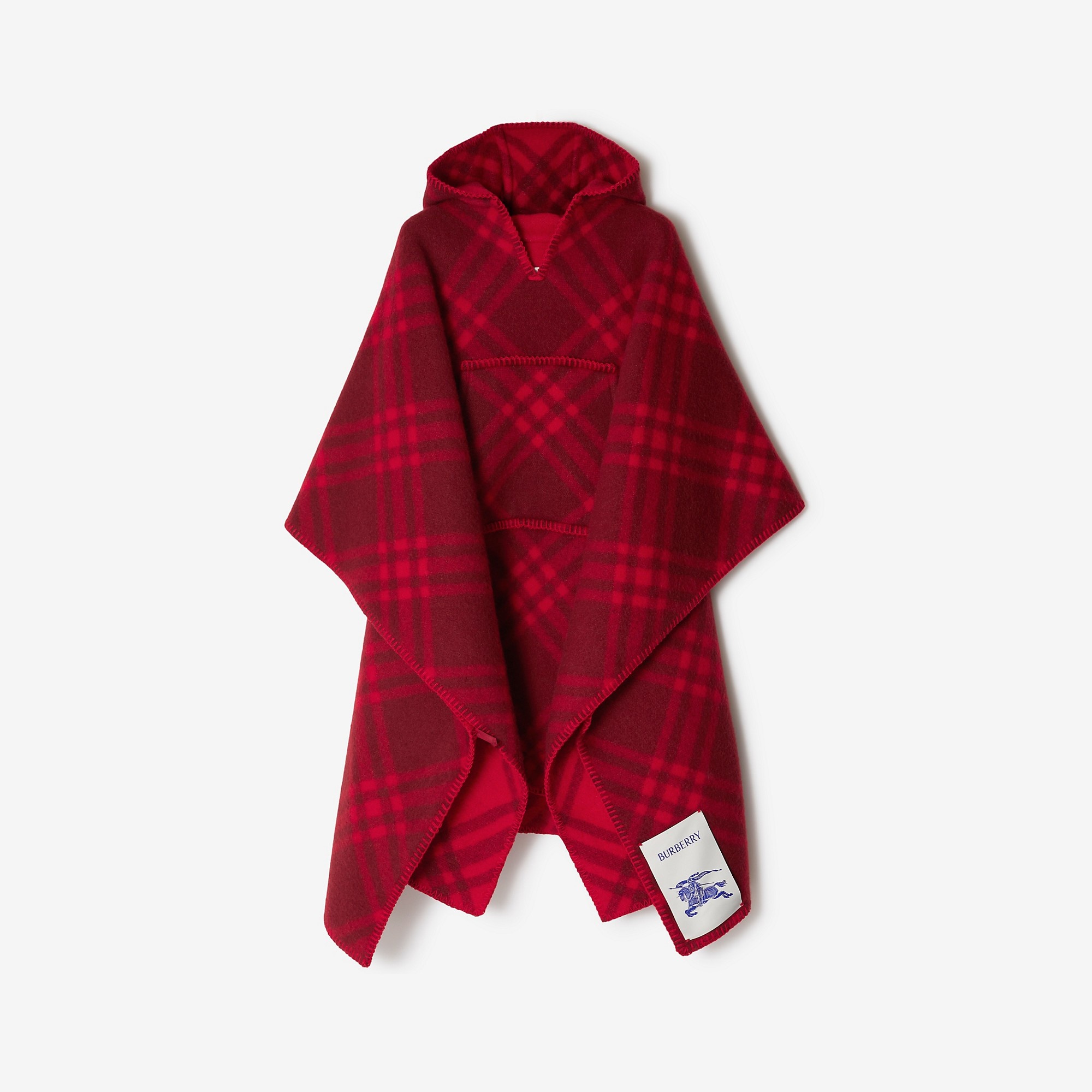Check Wool Blanket Cape - 1