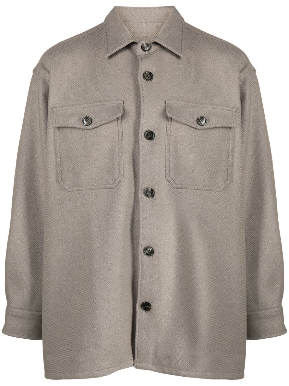 spread-collar wool-blend shirt jacket - 1