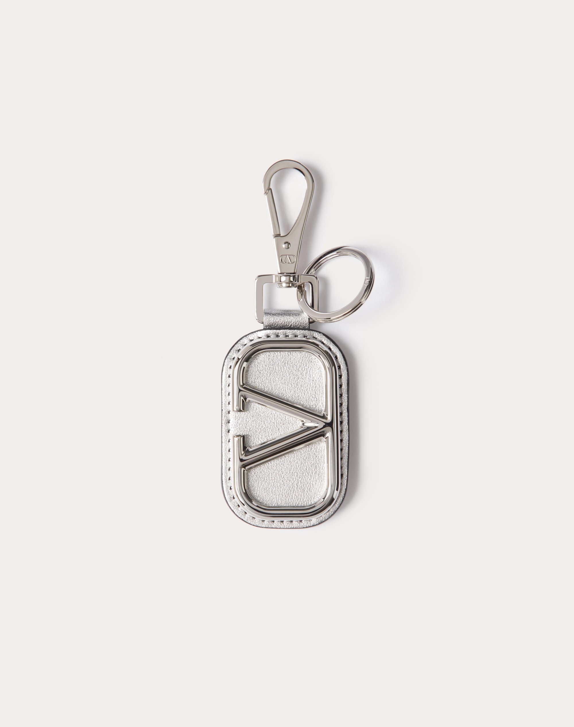 VLOGO SIGNATURE GRAINY METALLIC CALFSKIN KEY CHAIN - 1