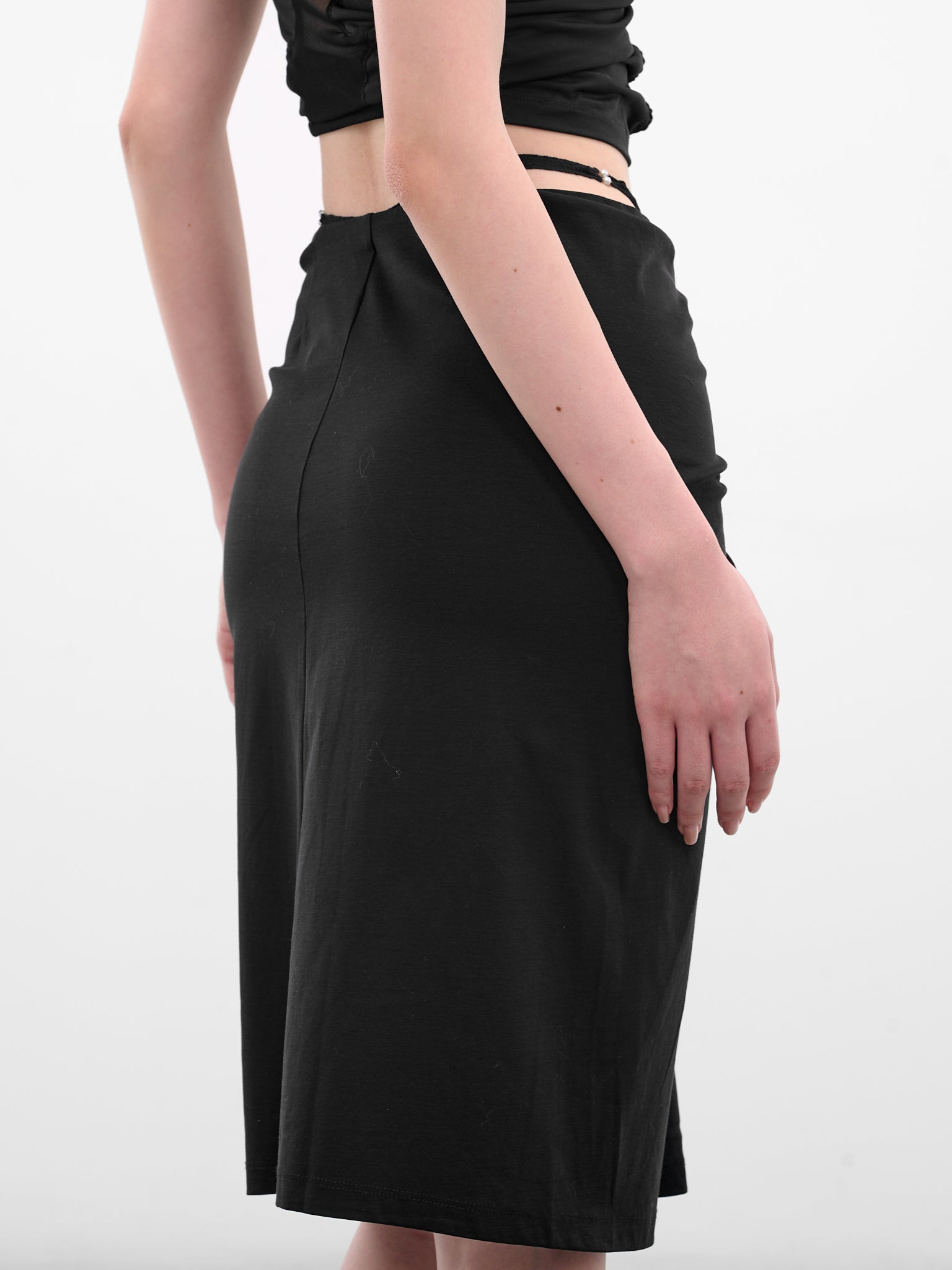 Black G-String Combo Ruched Skirt - 4