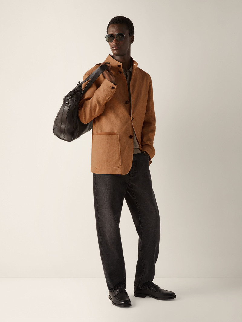 LIGHT TAUPE MÉLANGE CASHMERE AND SILK POLO SHIRT 3