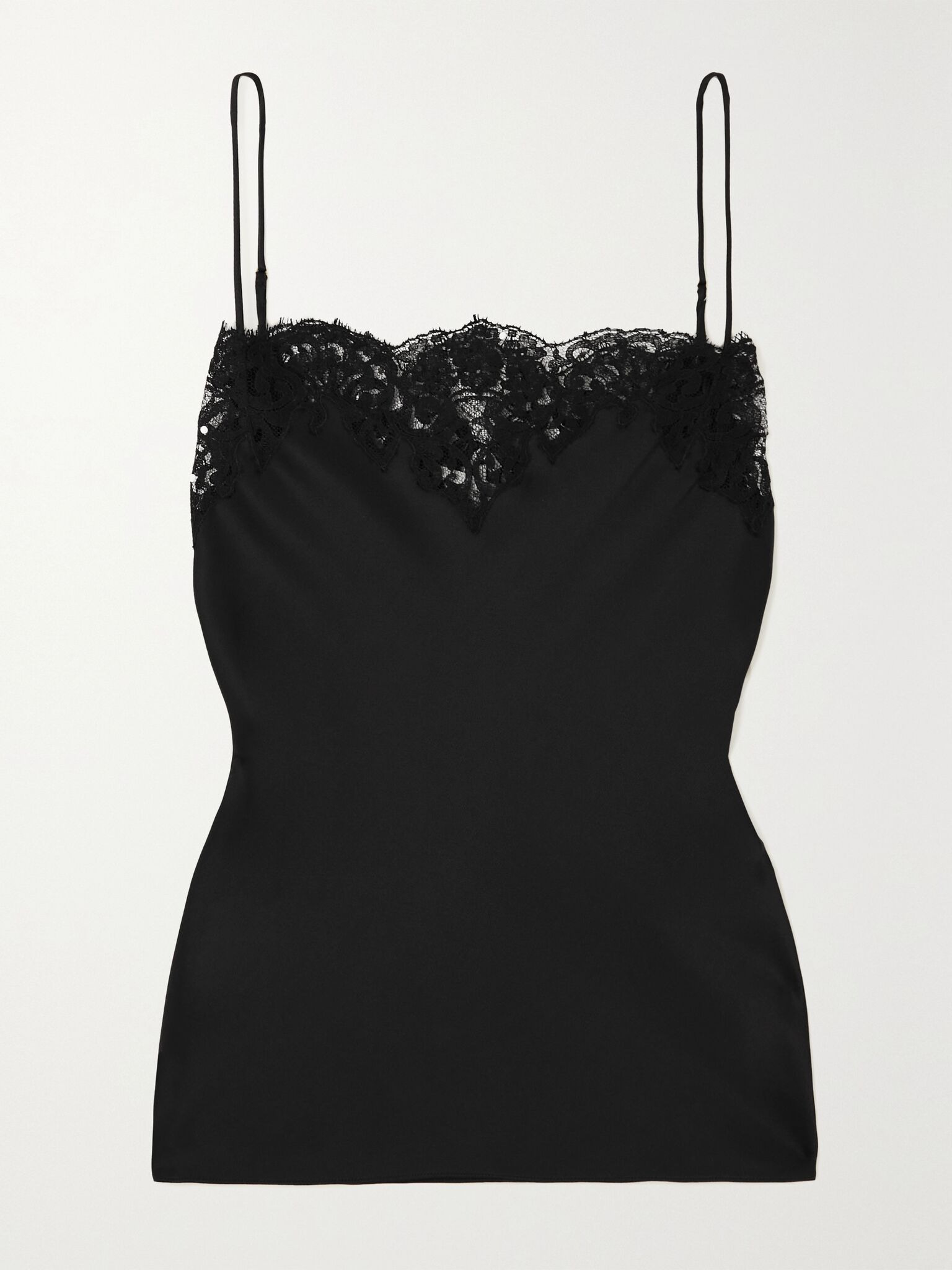 + NET SUSTAIN lace-trimmed satin camisole Black - 1