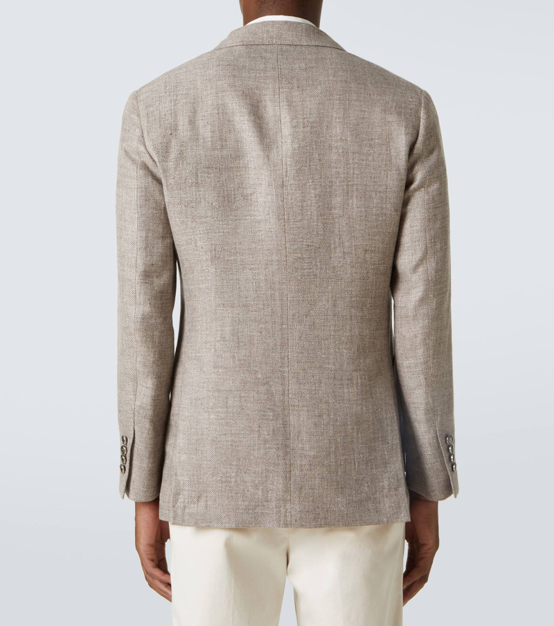 Double-breasted linen, wool, and silk blazer 4