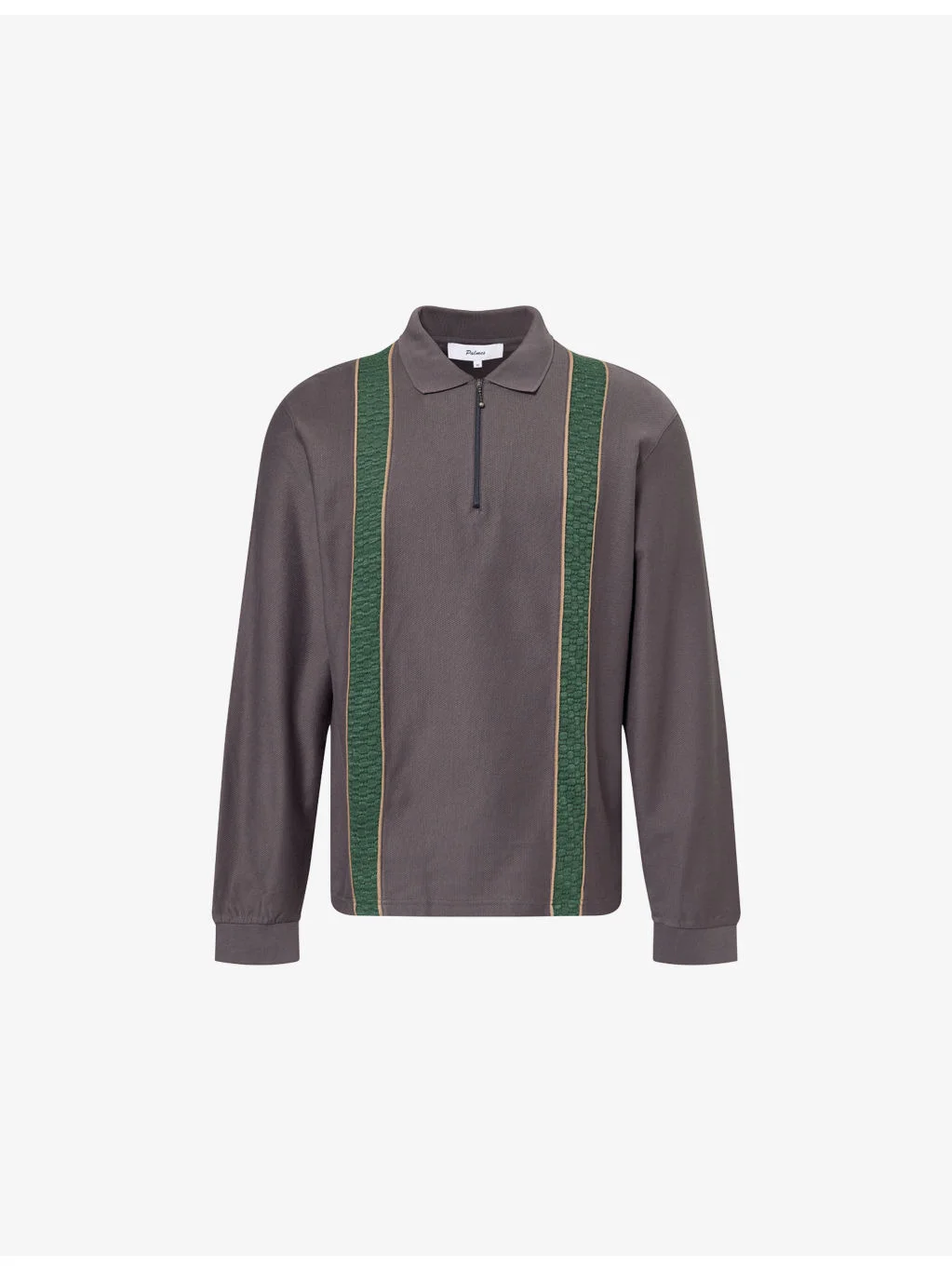 Lace-Trim Long-Sleeve Cotton Polo Top - 1