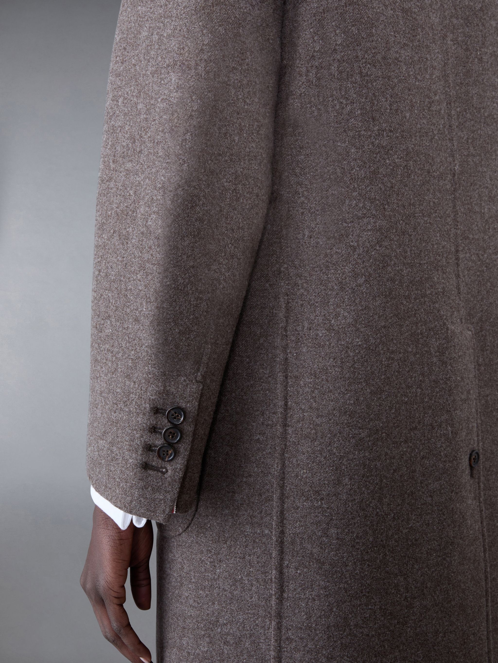 Double Face Melton Whale Elbow Patch Elongated Sack Overcoat - 5