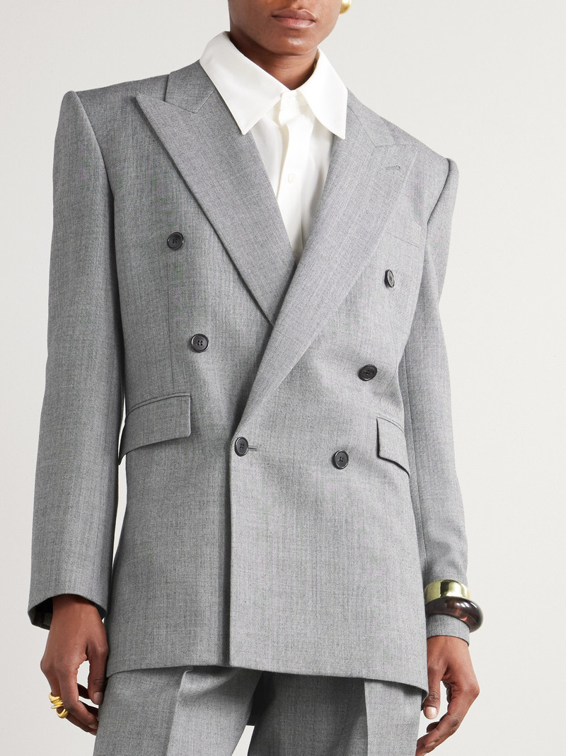 더블 브레스트 모직 능직 blazer 4