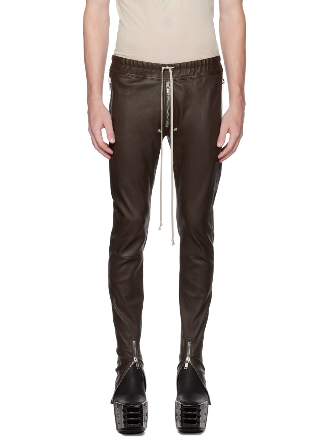 Brown Gary Leather Pants - 1