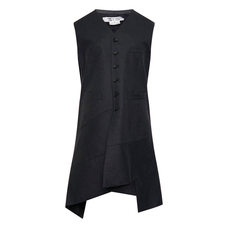 Asymmetric Longline Button Vest 1
