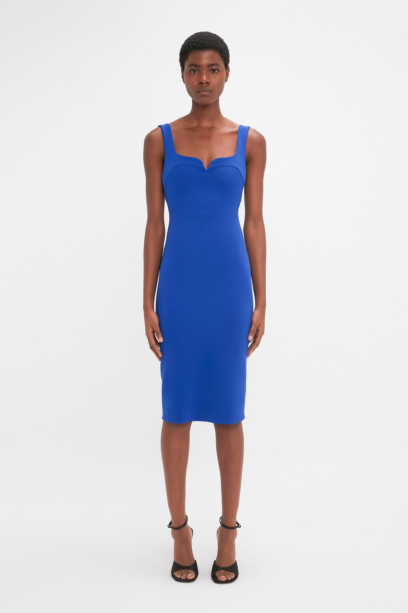 Victoria Beckham Sleeveless Fitted T-Shirt Dress In Palace Blue outlook