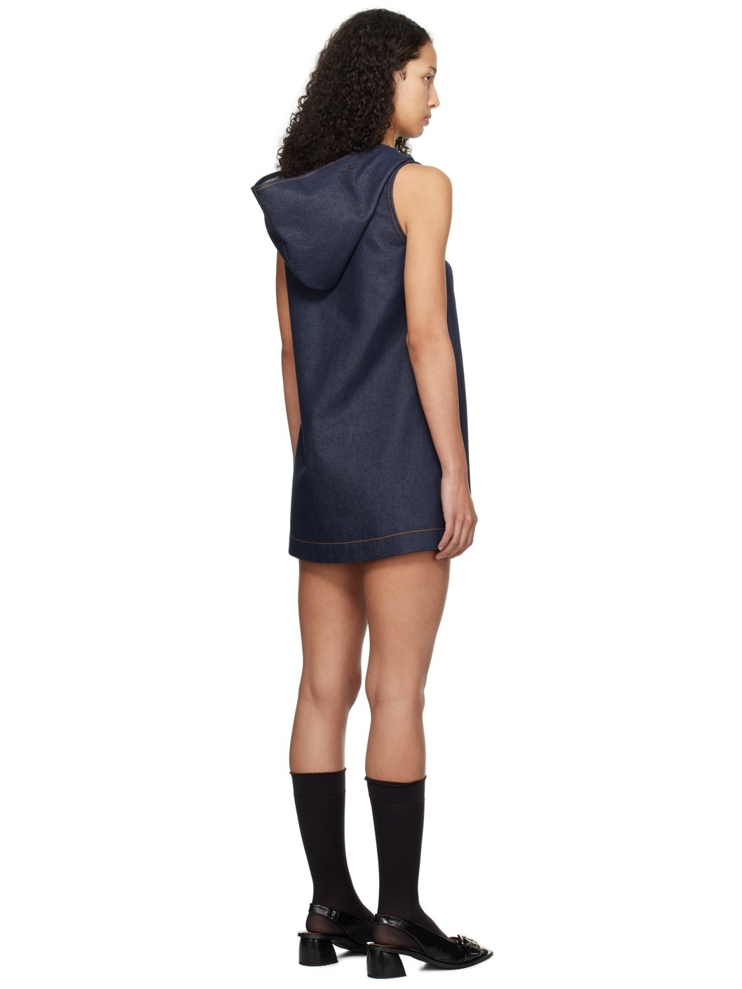 Blue Hooded Denim Minidress - 3