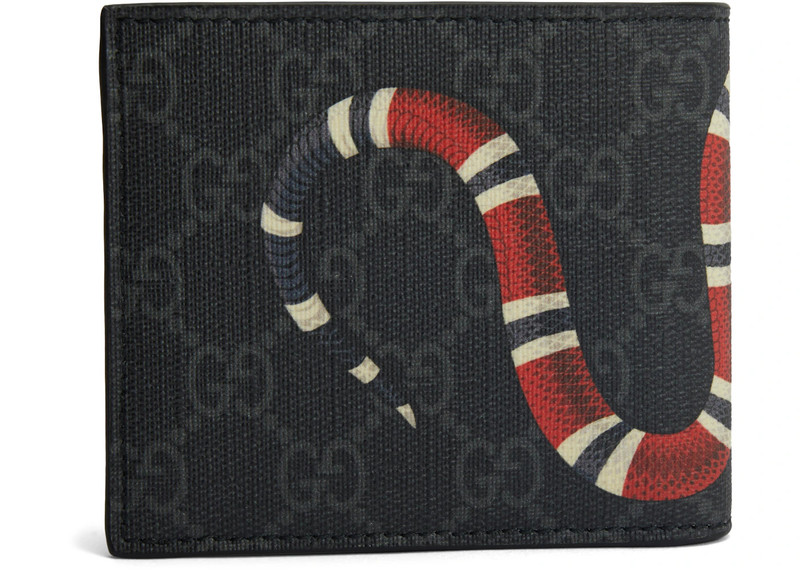 GUCCI Gucci Kingsnake Wallet GG Supreme (8 Card Slots) Black outlook