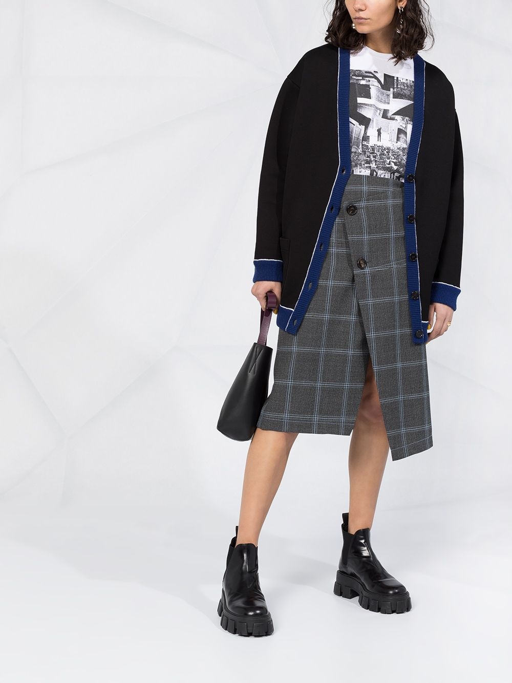 checked asymmetric skirt - 2