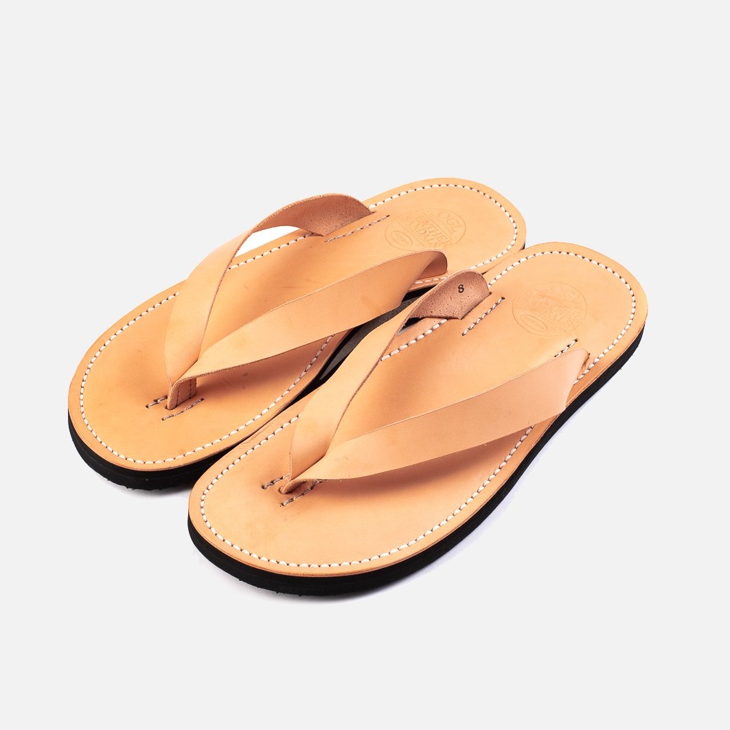 OGL-DRSOLE-THONG-NAT OGL X Dr. Sole Leather Thong Sandals - Natural - 1