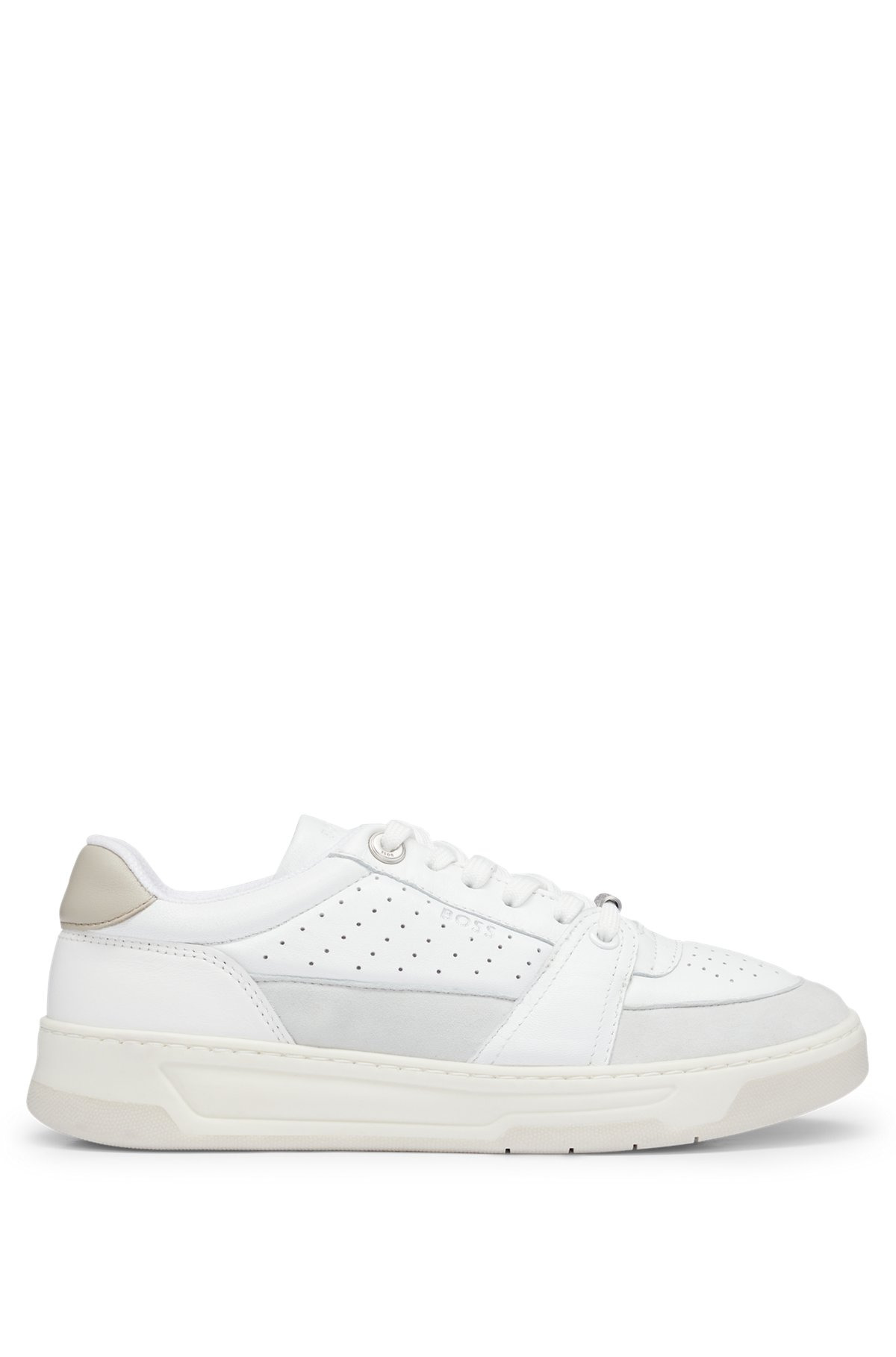 LEATHER TRAINERS WITH SUEDE TRIMS AND PERFORATIONS - 1