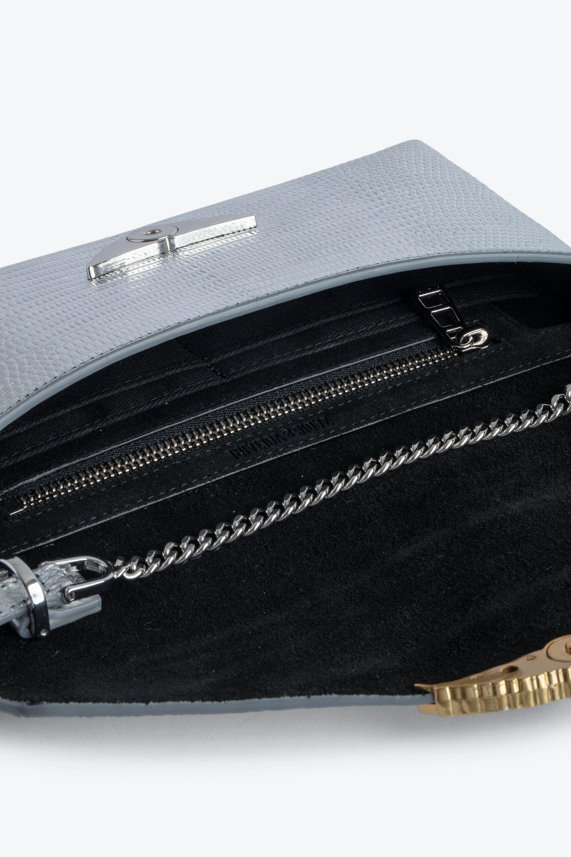 Borderline Embossed Metallic Clutch - 5