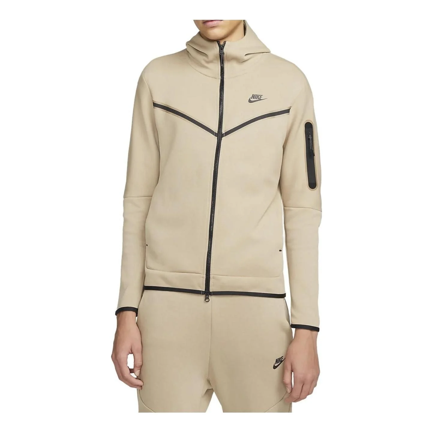 Nike Sportswear Tech Fleece Full-Zip Hoodie 'Khaki Black' CU4489-247 - 1