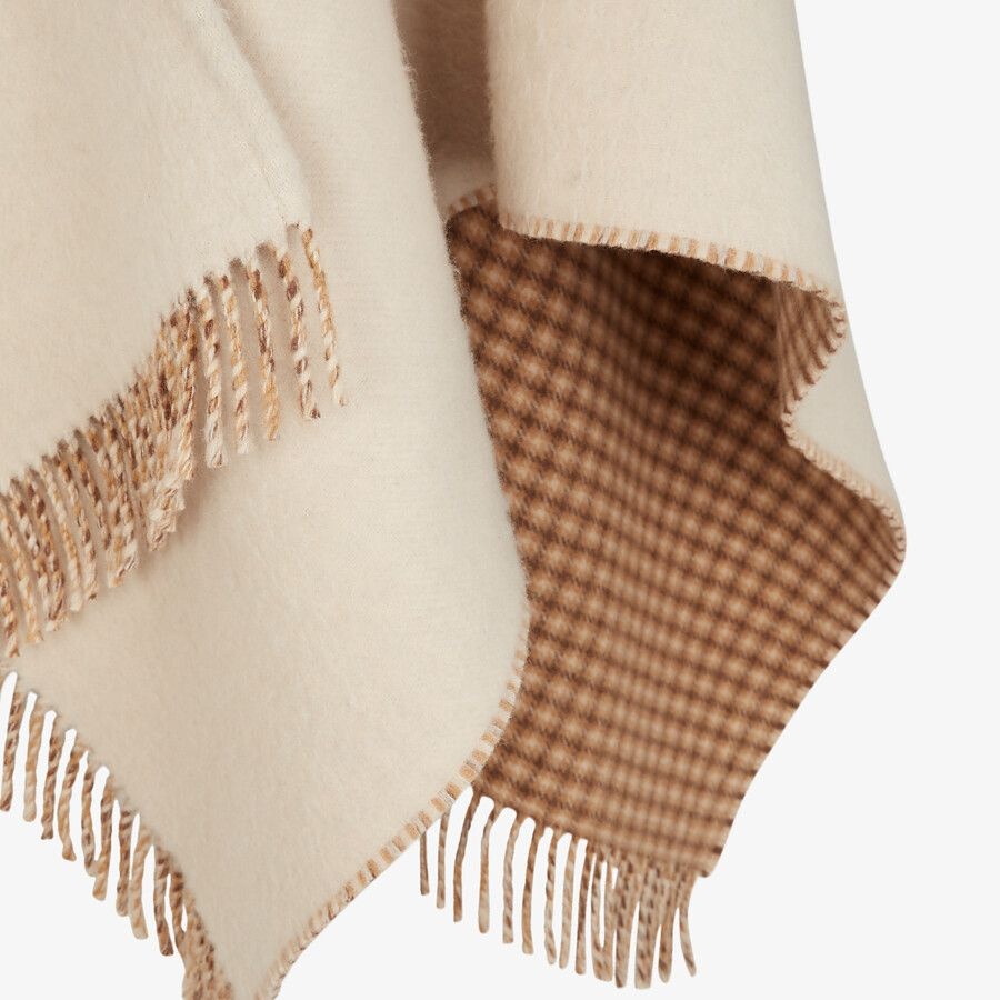 Cream wool and cashmere poncho - 3