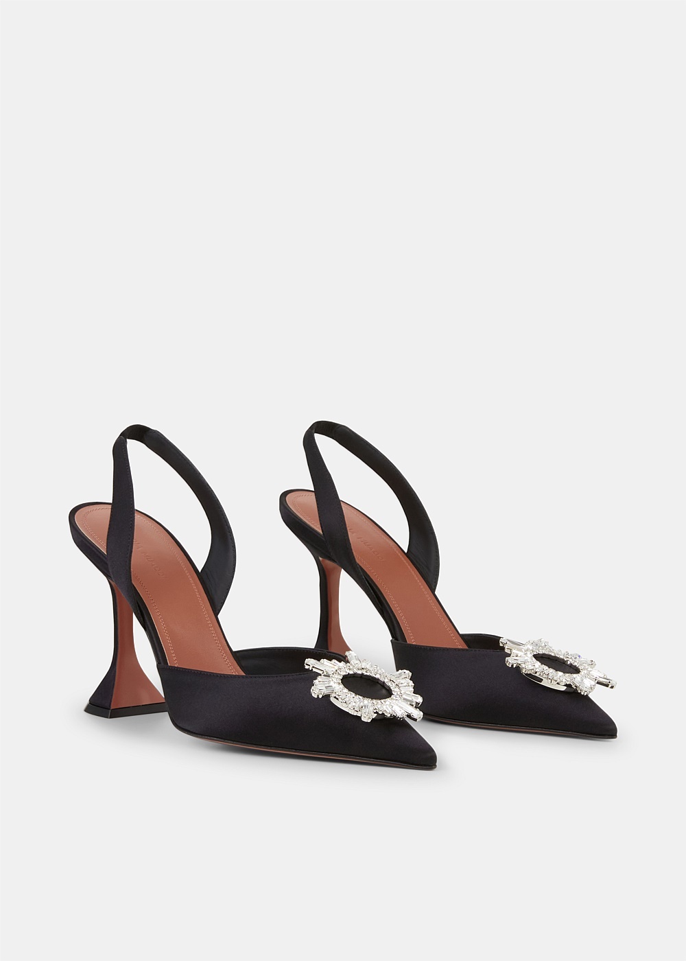 Black Satin Begum Slingback Pumps - 2