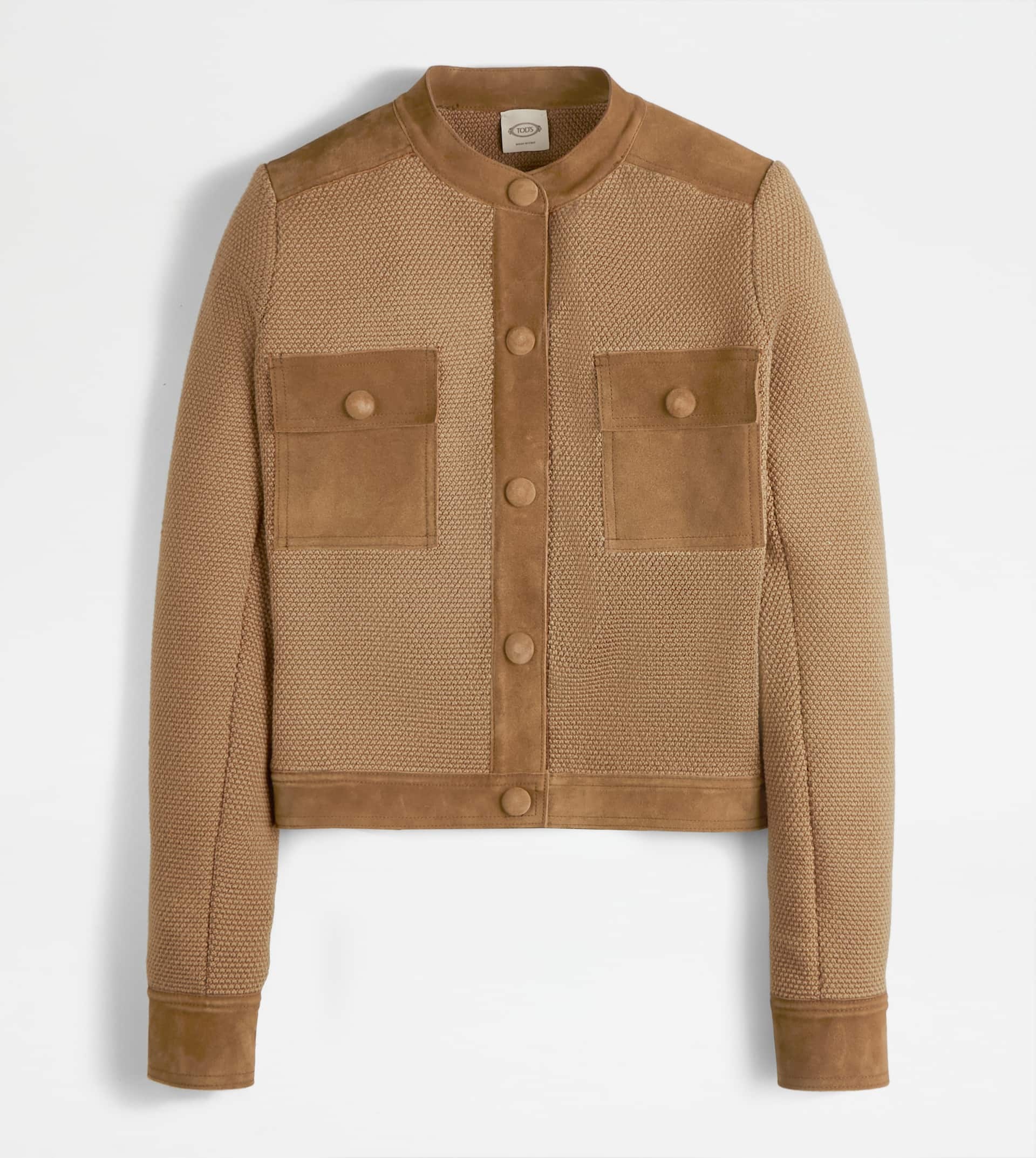 JACKET IN WOOL WITH SUEDE DETAILING - BROWN - 1