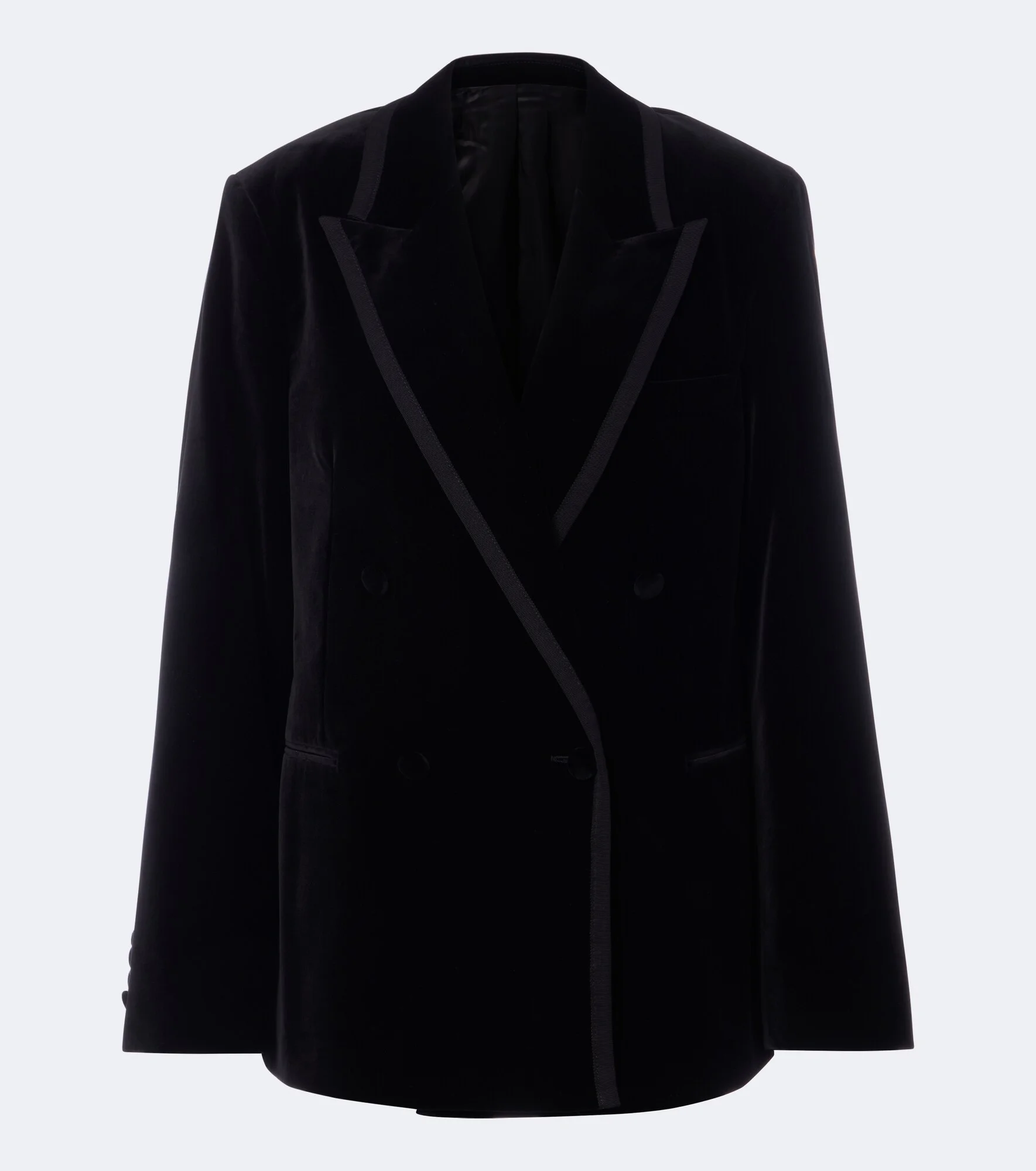 Double-breasted velvet blazer - 1