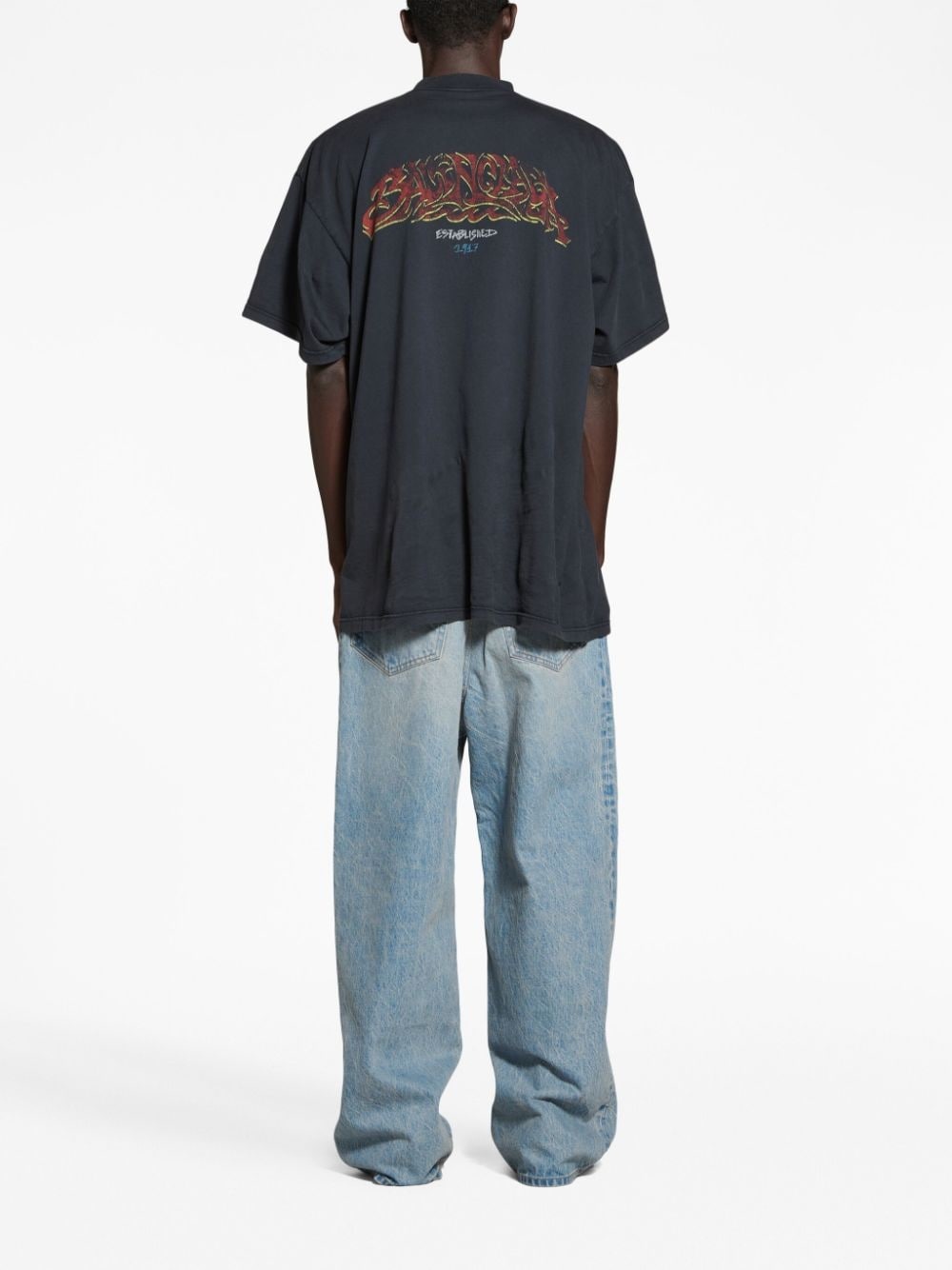 関税負担なし◆BALENCIAGA◆Offshore コットンジャージーTシャツ BALENCIAGA】コットンジャージーTシャツ グレー