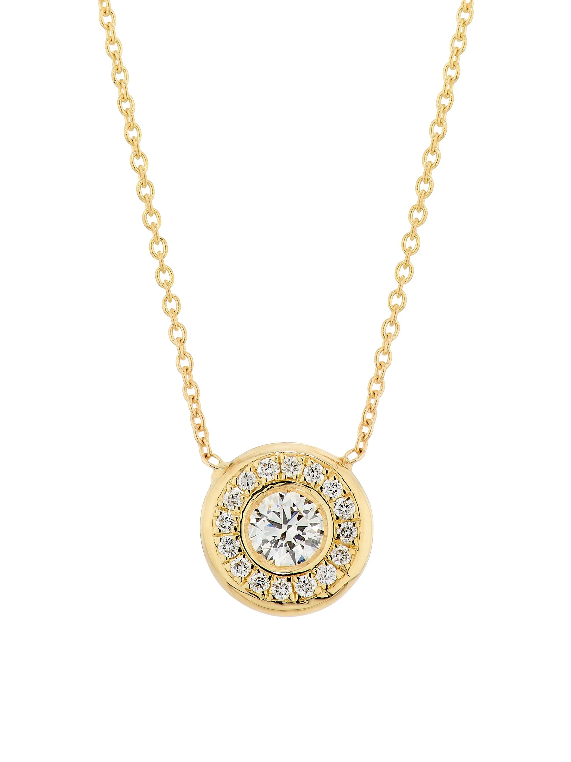 Women's Tiny Treasures 18K Gold & 0.28 TCW Diamond Halo Pendant Necklace - Yellow Gold - 1
