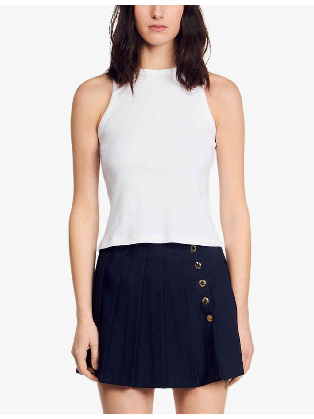 Round-neck sleeveless cotton T-shirt - 3