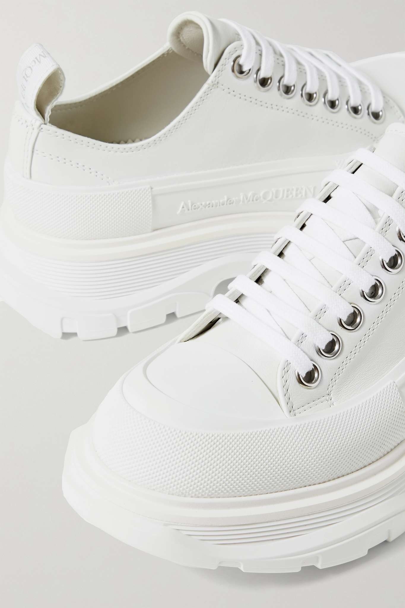 Leather exaggerated-sole sneakers - 4