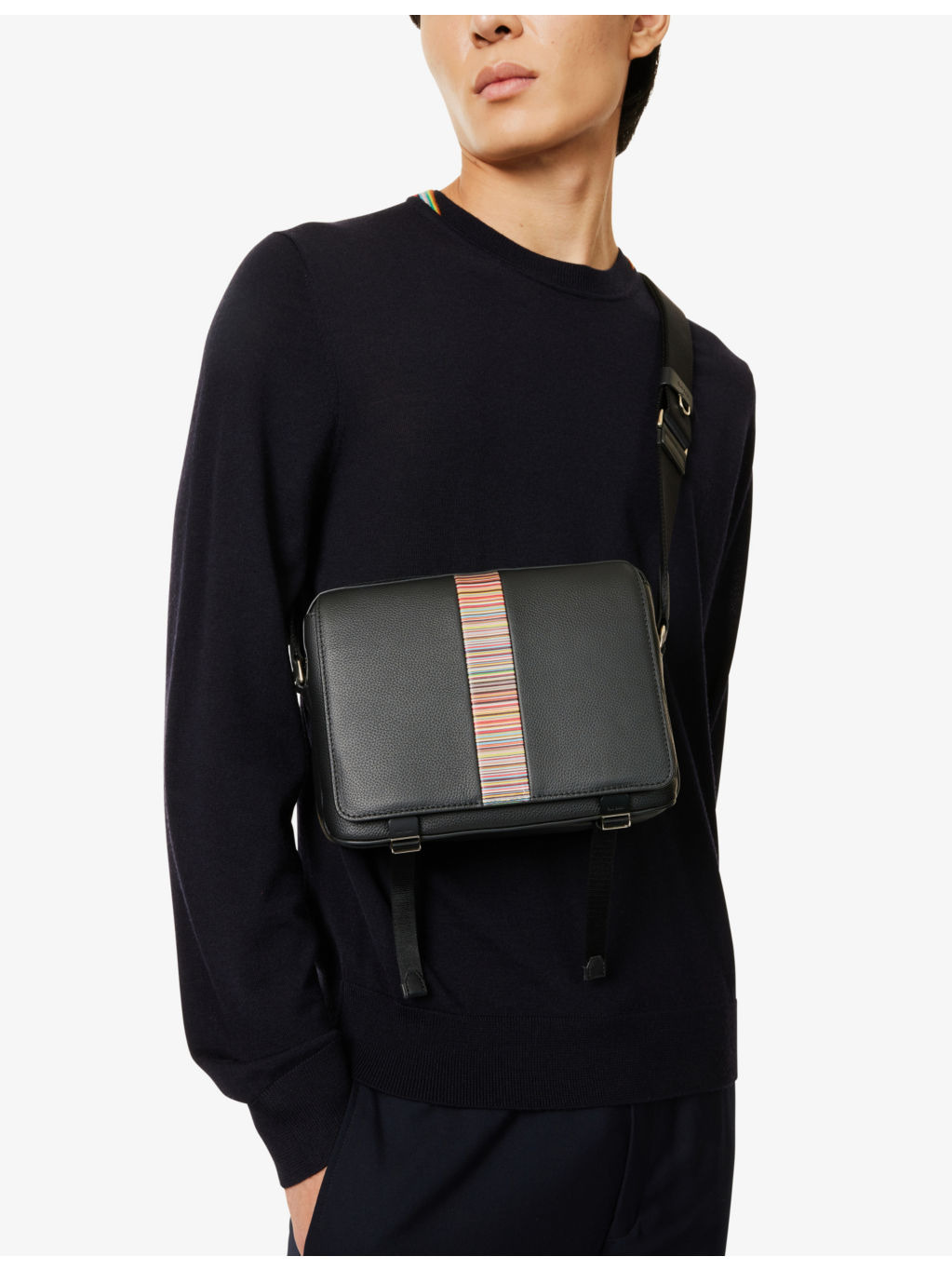 Signature Stripe leather messenger bag - 2