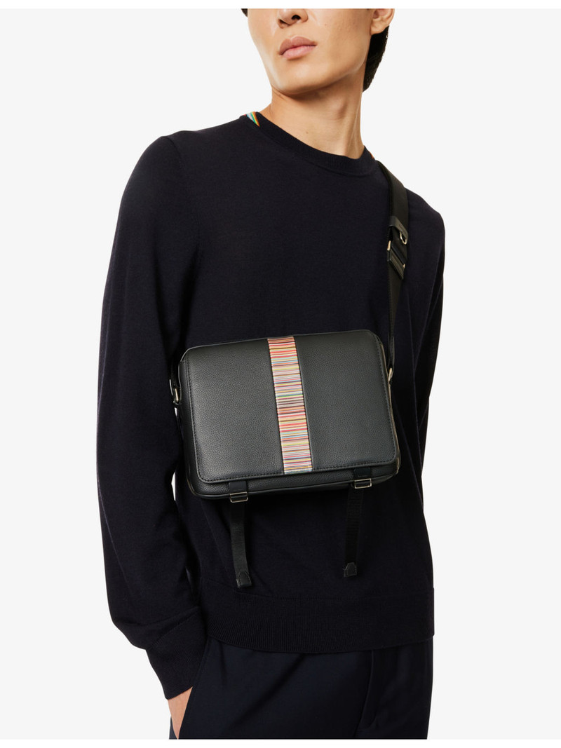 Paul Smith Signature Stripe leather messenger bag outlook
