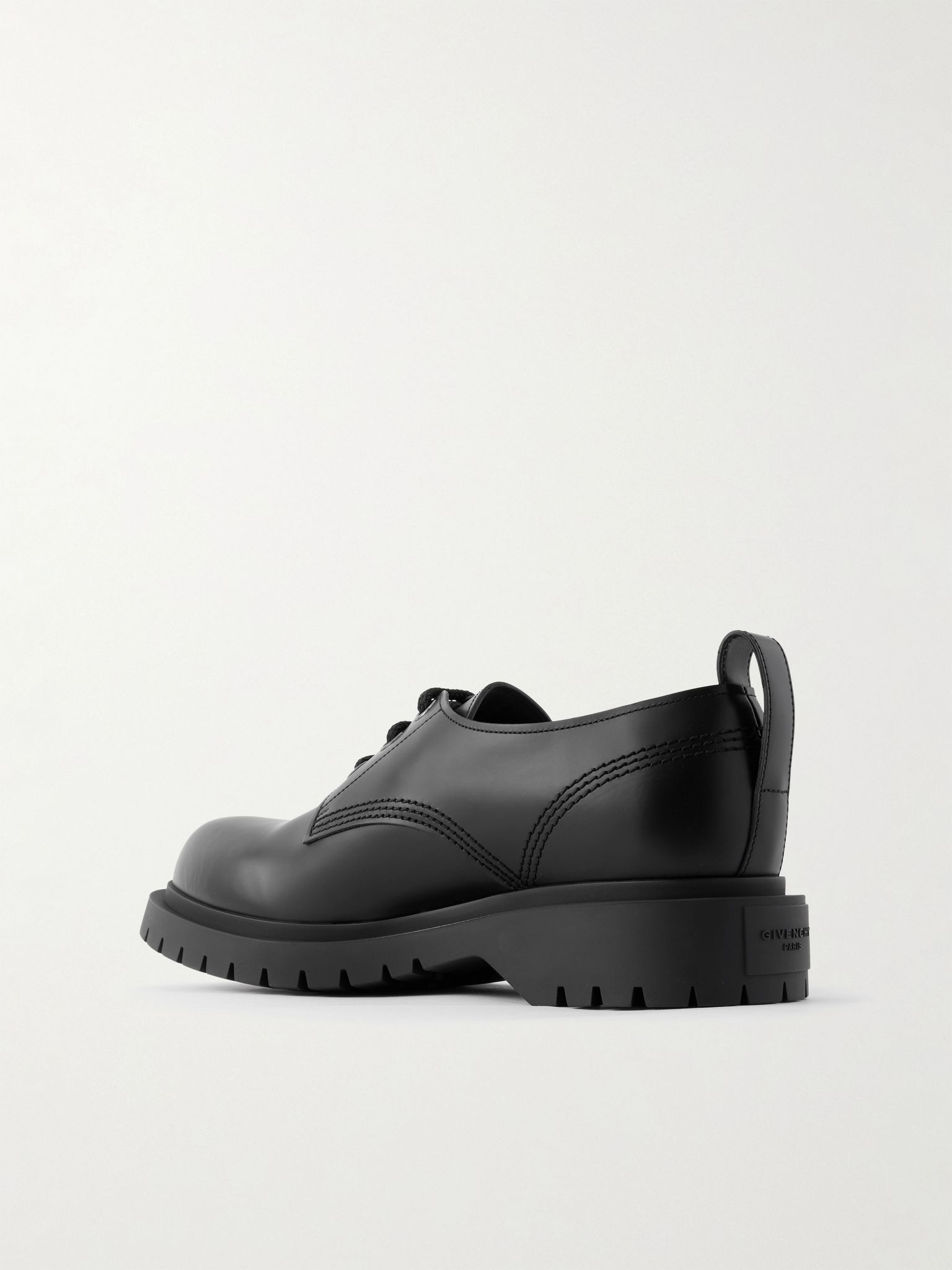 Logo-Detailed Leather Derby Shoes Black - 4