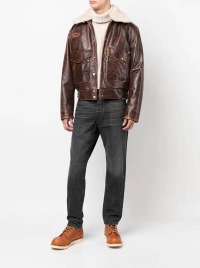 Diesel leather press-stud fastening jacket outlook