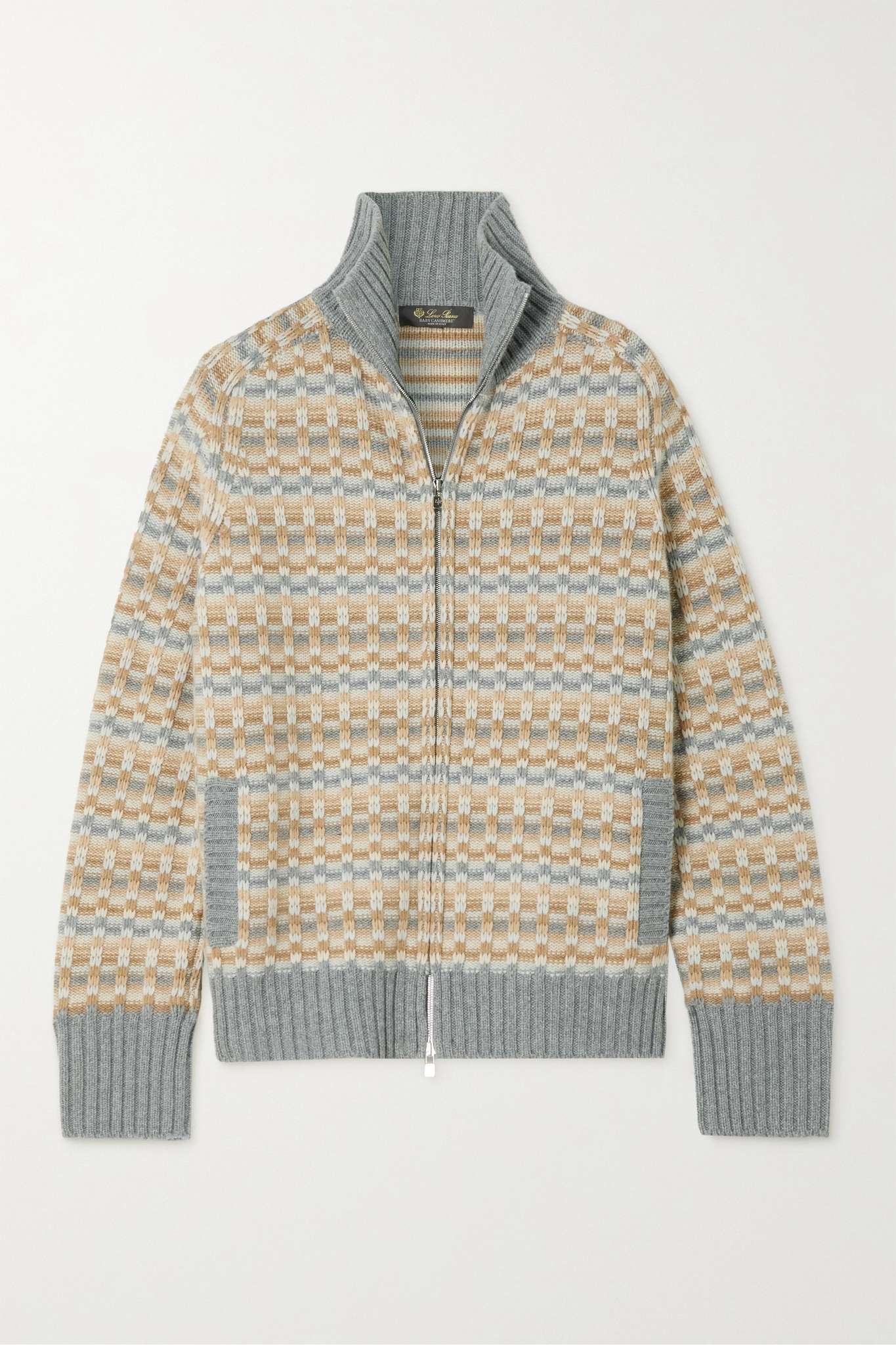 Striped cashmere-jacquard cardigan - 1