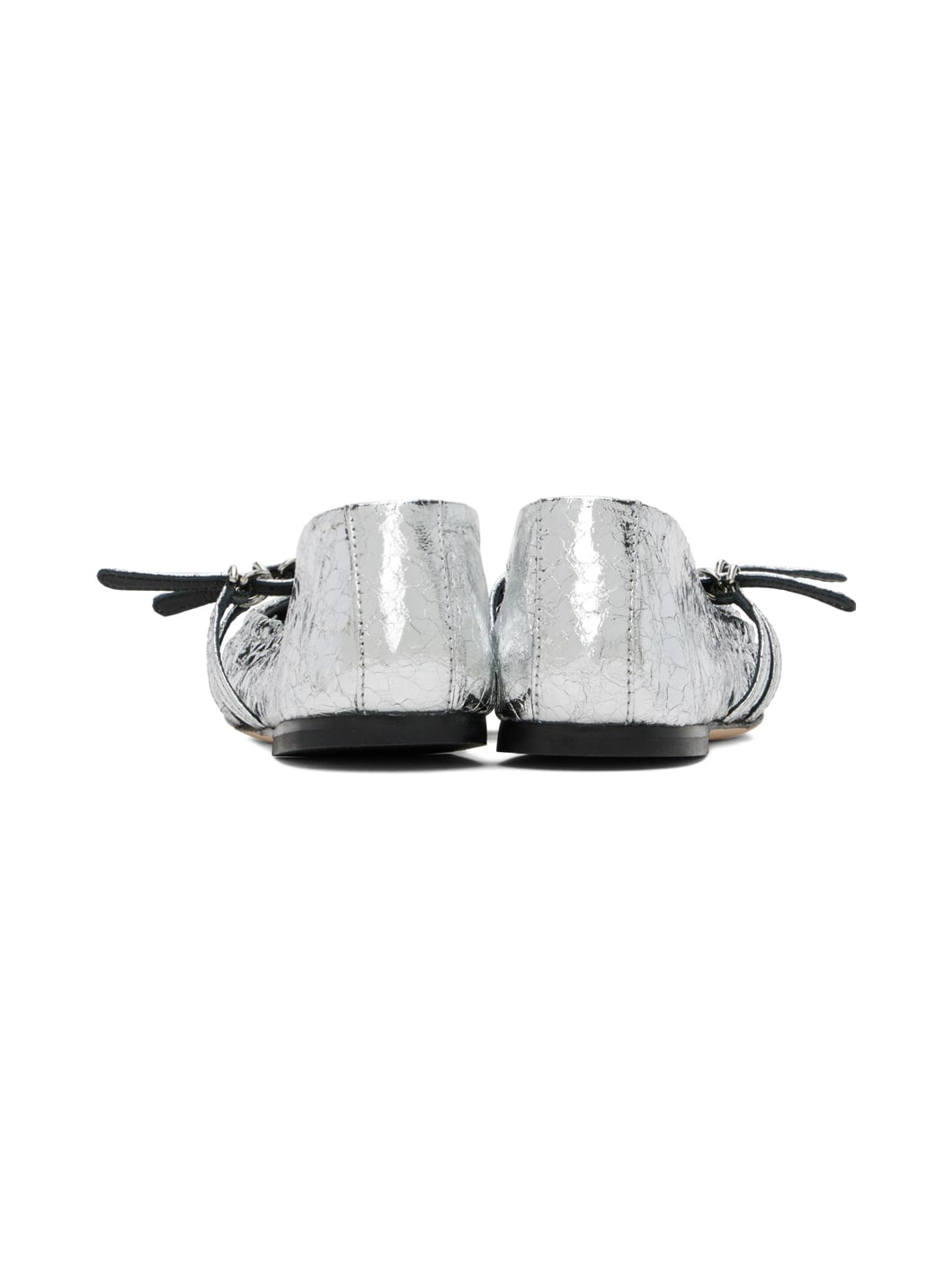 Silver Crackle Leather Ballerina Flats - 2