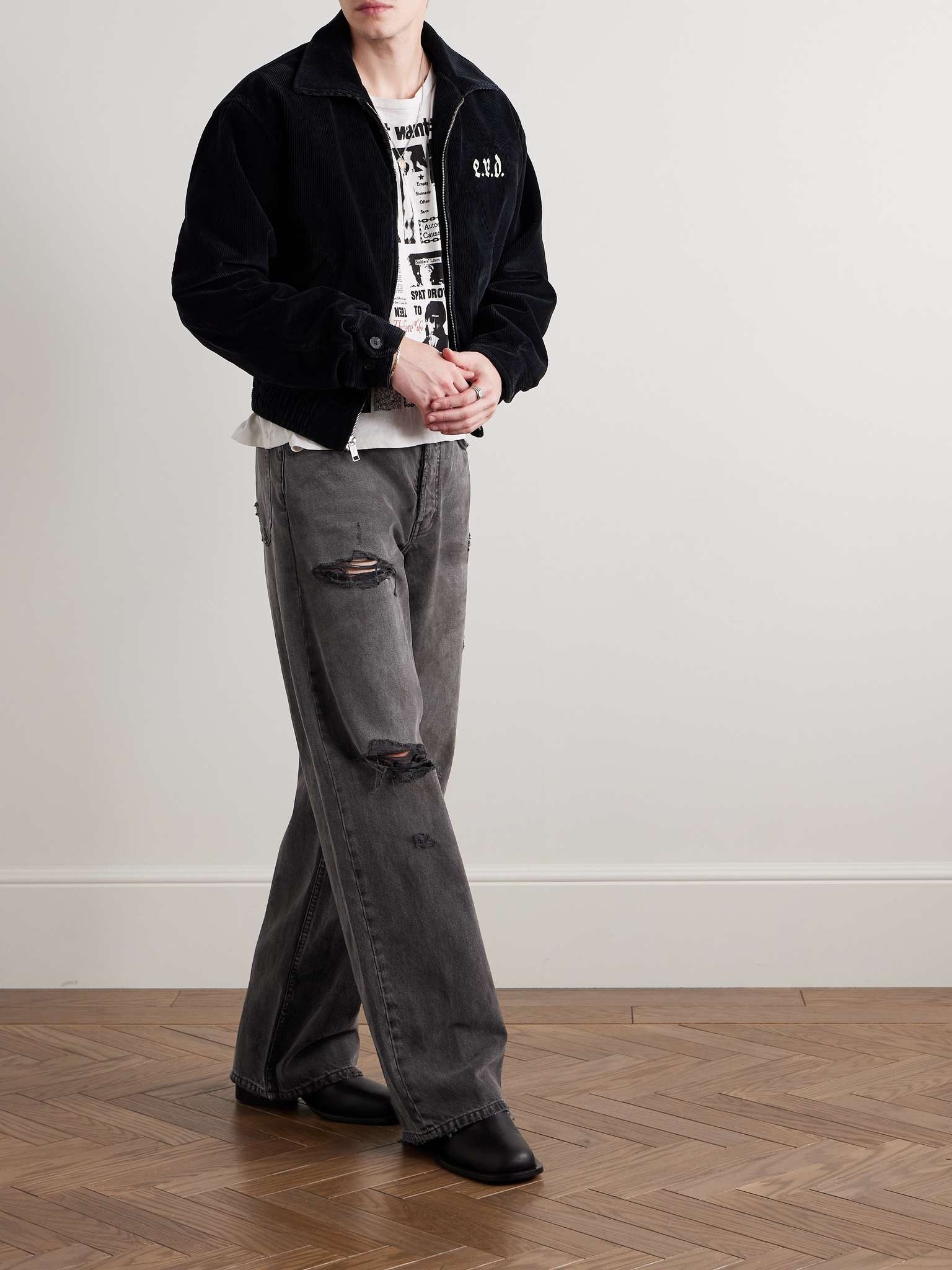 Corpse Pose Wide-Leg Distressed Jeans - 2