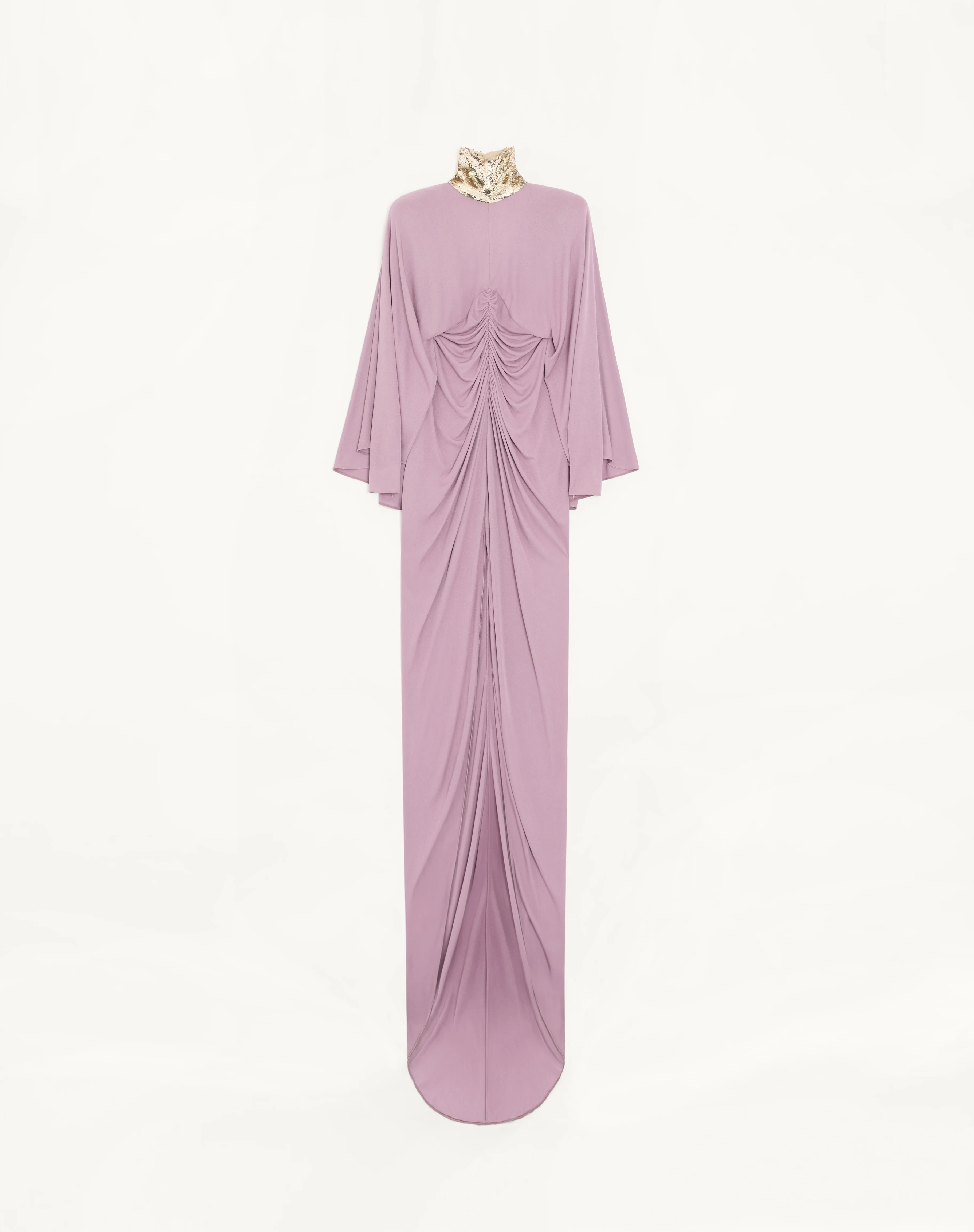 LONG DRESS IN EMBROIDERED JERSEY CREPE - 1
