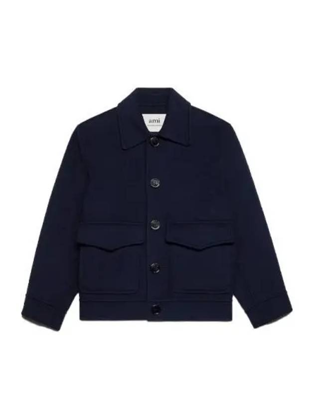 Boxy Fit Double Face Jacket Night Blue - 2