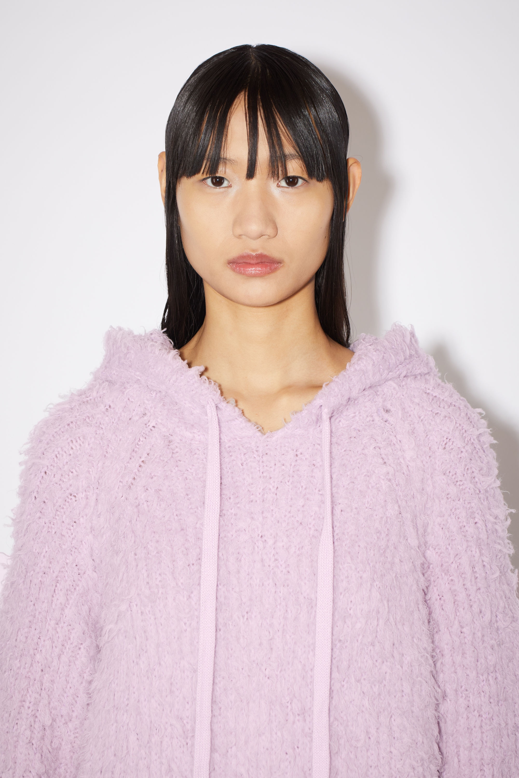 Fluffy wool-blend hoodie - Pale lilac - 5