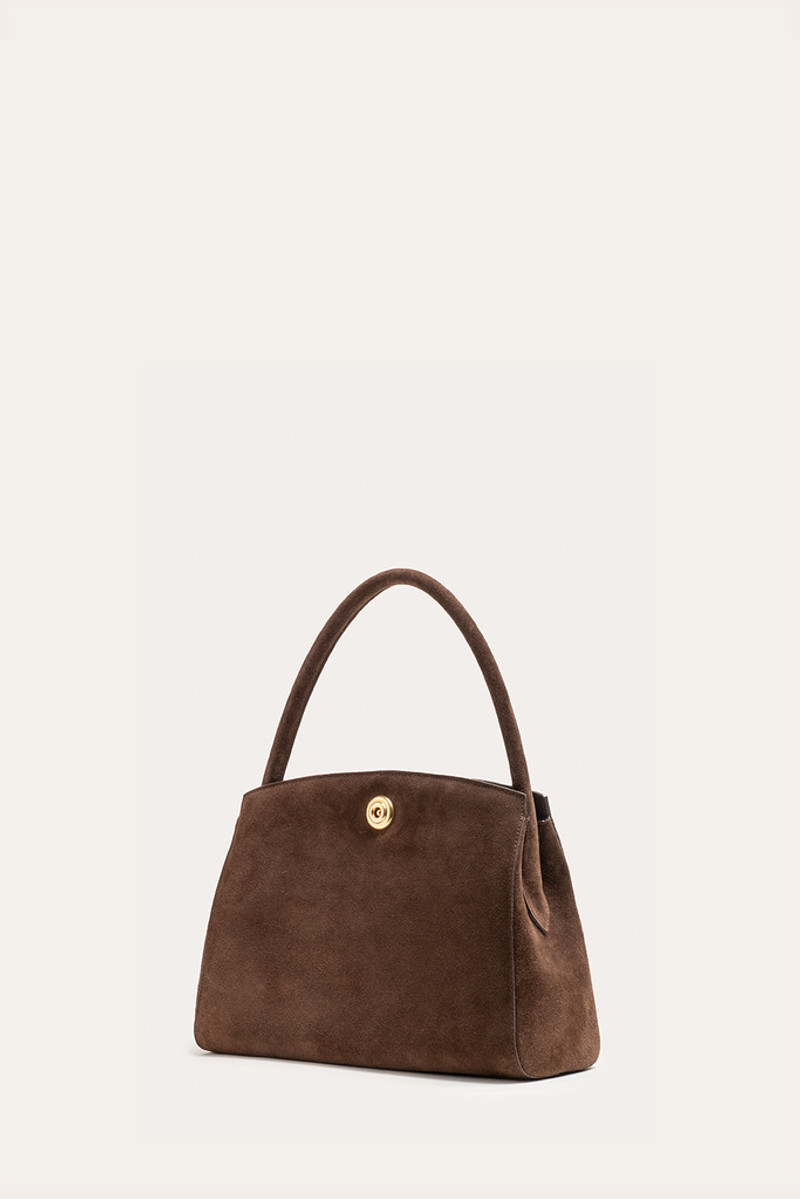 PUSHLOCK LADY BAG DARK BROWN SUEDE 3
