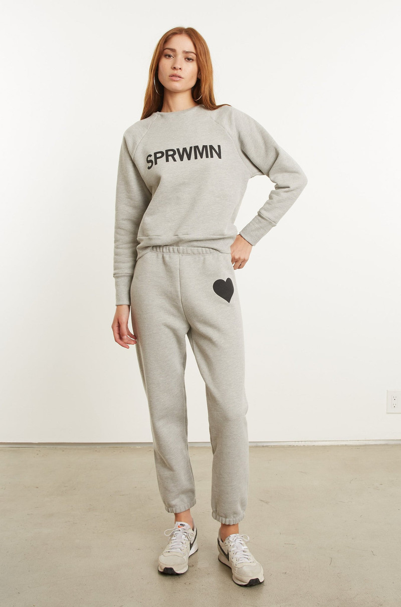 HEATHER GREY HEART SWEATPANTS 1